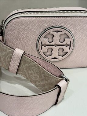 Tory Burch Mini Miller Leather Crossbody Bag Pale Pink